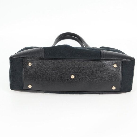 GUCCI GG Canvas Web Sherry Line Pretty Tote Bag Black Gold 163805 Auth 131957V - Picture 6 of 16